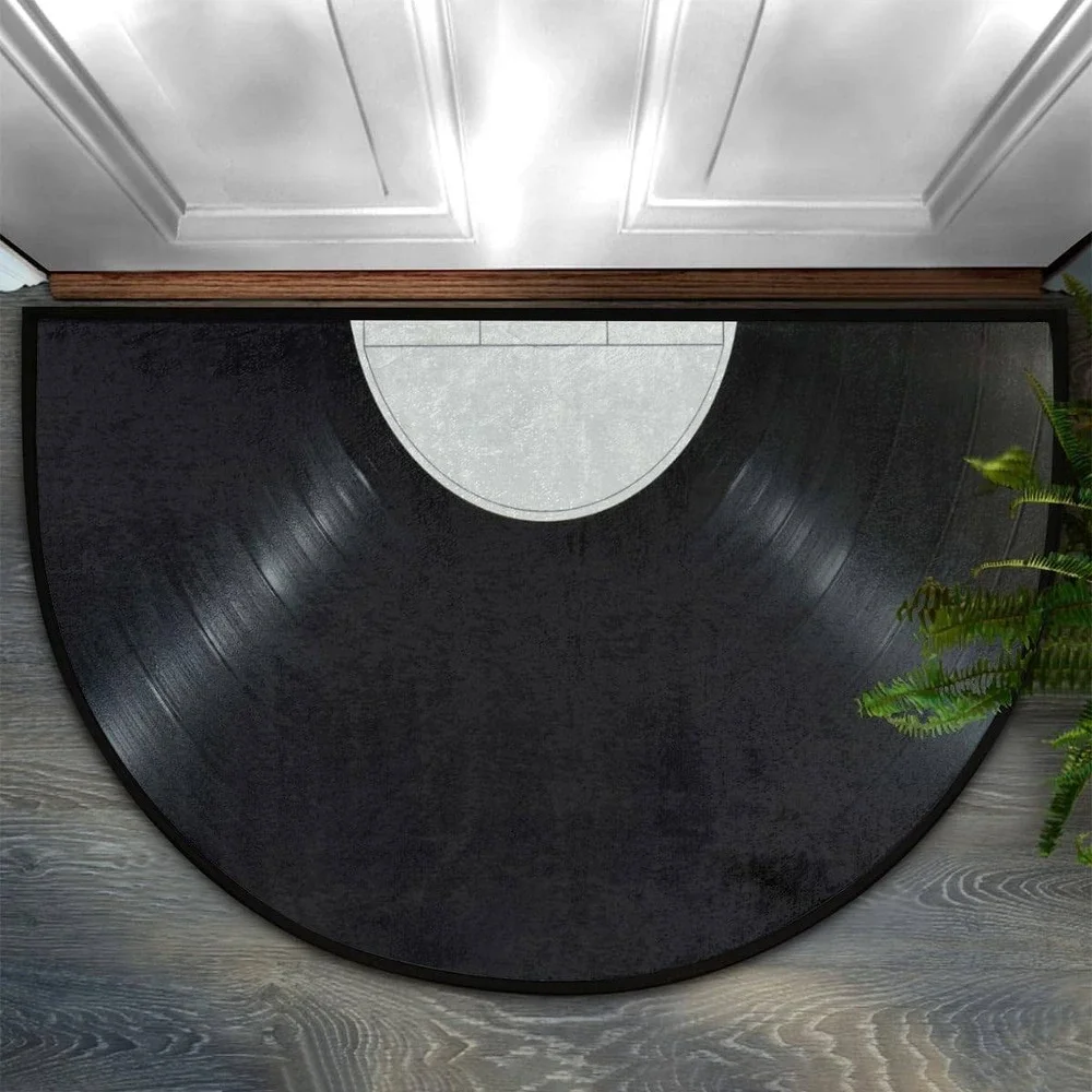 Record Player Vinyl Record Semi Circle Door Mat Rug